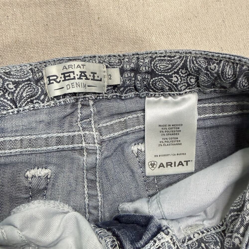 Ariat REAL Girls Boot Cut Jeans Size 12 Light Wash Distressed Western Denim - Picture 4 of 11
